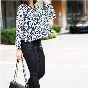 Zara Leopard Print Semi Cropped Blouse